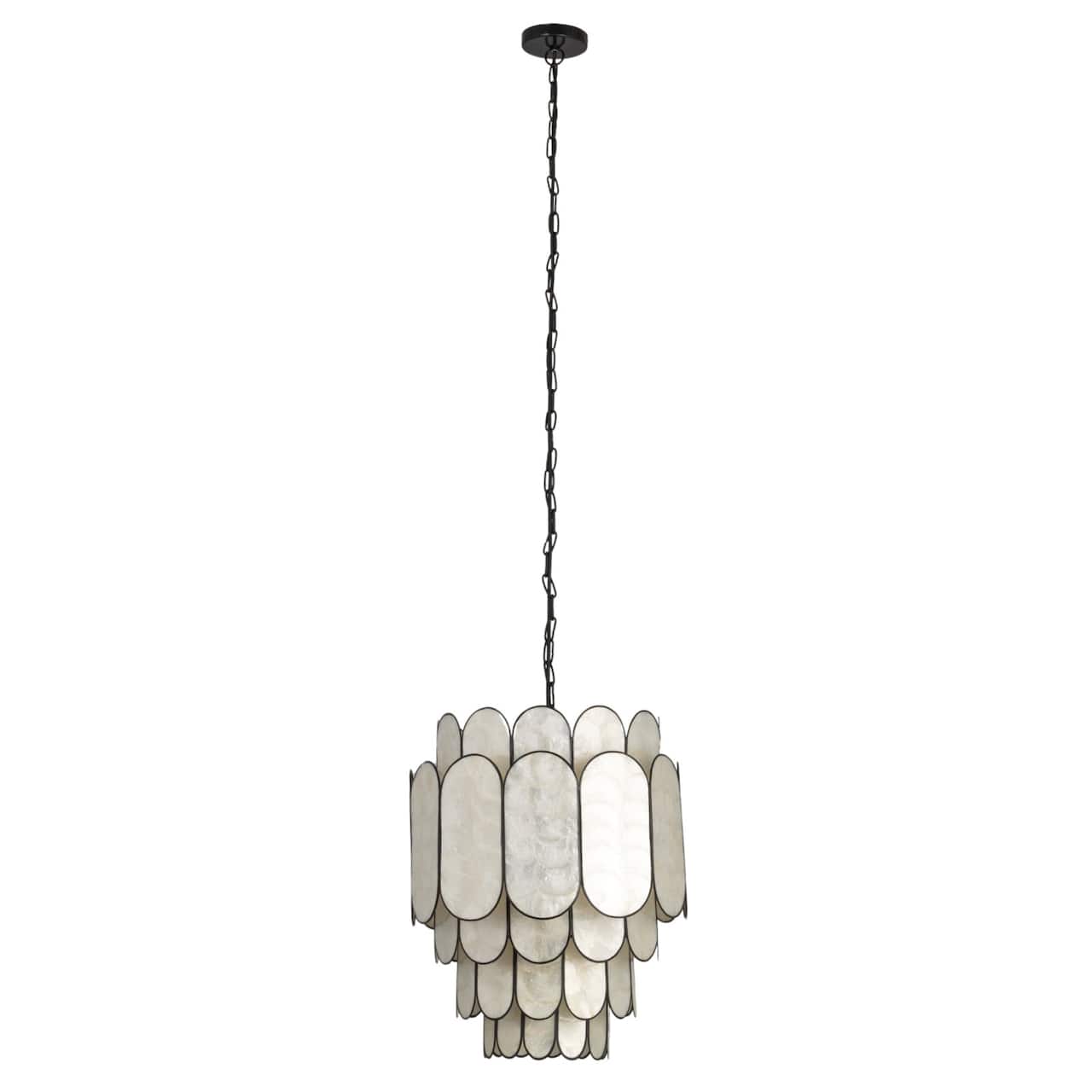 Hello Honey® Black Finish Laminated Capiz Tiered Chandelier